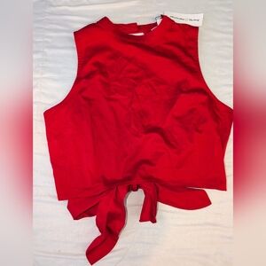 Red Sleeveless Tie-Back Top